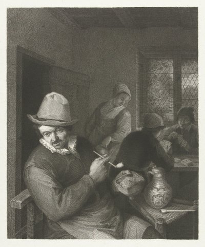 Scène de taverne avec un homme bourrant une pipe - Lambertus Antonius Claessens