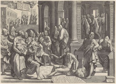 Pierre et Jean guérissant un infirme à la porte du temple - Lambertus Suavius