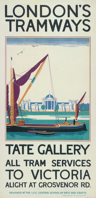 Tate Gallery, affiche des tramways du London County Council, 1925 - Lance Cattermole