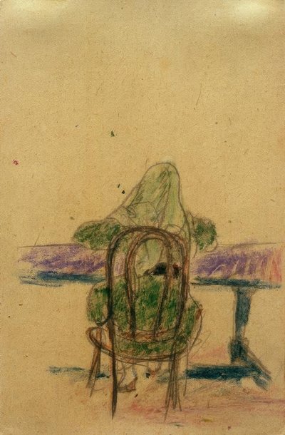 Sans titre (Fille assise à la table, de dos) - Laszlo Moholy Nagy