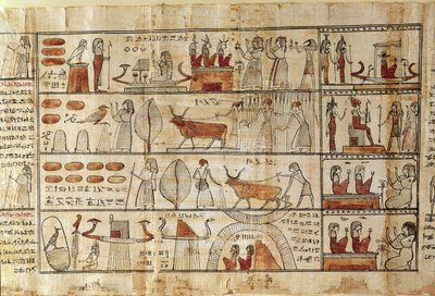 Scènes agricoles, détail du Livre des Morts de Tsekhons (papyrus) - Late Period Egyptian
