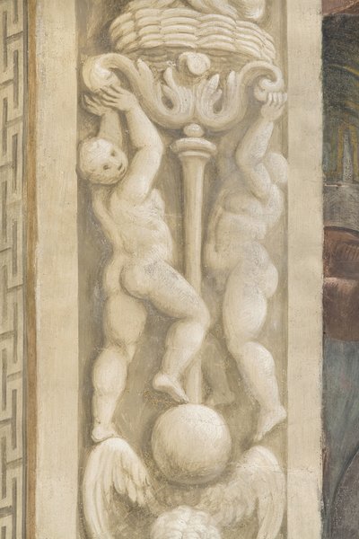 Putti, décorations autour des fenêtres (fresque) - Lattanzio Gambara