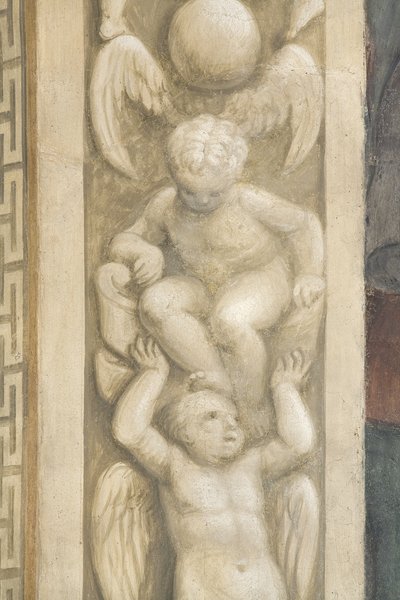 Putti, décorations autour des fenêtres (fresque) - Lattanzio Gambara