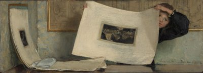 Anna feuilletant un portfolio de gravures - Laura Theresa Alma Tadema (Lady)