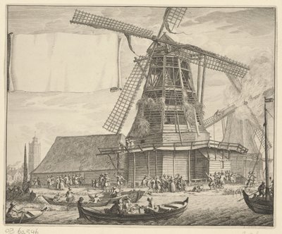 Incendie du moulin à huile De Zeug à Wormer, 1699 - Laurens Scherm