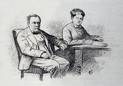 Portrait de Louis Pasteur (1822-1895), chimiste et physicien français dictant un rapport à sa femme Marie Laurent. Esquisse de Lucien Laurent-Gsell (1860-1944) - Laurent Lucien Gsell