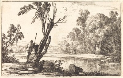 Un homme regardant un étang calme - Laurent de la Hyre