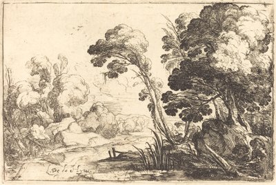 Paysage boisé avec une rivière - Laurent de la Hyre