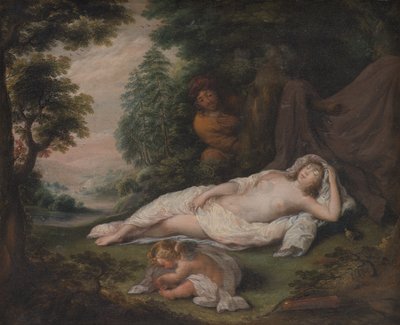 Nymphe endormie observée par un homme - Laurentius de Neter