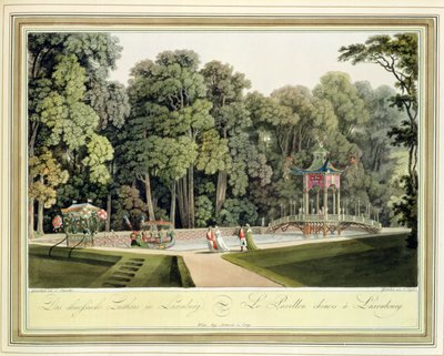 Le Pavillon chinois dans les jardins de Laxenburg, Vienne, gravé par Johann Ziegler (c.1750-c.1812) - Laurenz Janscha