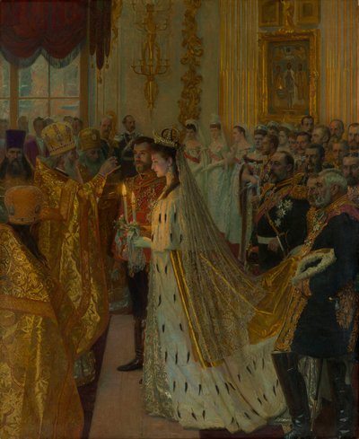 Le mariage du Tsar Nicolas II et de la Princesse Alix de Hesse-Darmstadt le 26 novembre 1894, 1895 - Laurits Regner Tuxen