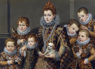Portrait de Bianca degli Utili Maselli avec ses six enfants, c. 1605 - Lavinia Fontana
