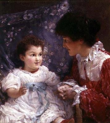 Portrait de Mme George Lewis et de sa fille Elizabeth - Lawrence Alma Tadema