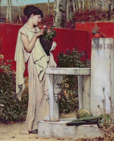 Femme avec un vase de fleurs - Lawrence Alma Tadema