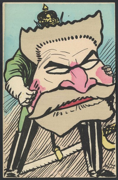 Carte postale, satirique en couleurs, vers 1905 : Allemagne Prusse, patriotisme - Jaurès Jean - Illustration par Leal de Camara - Leal de Camara