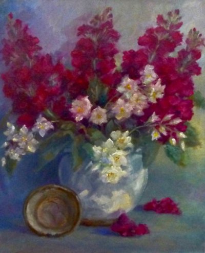 Giroflées et fleur d