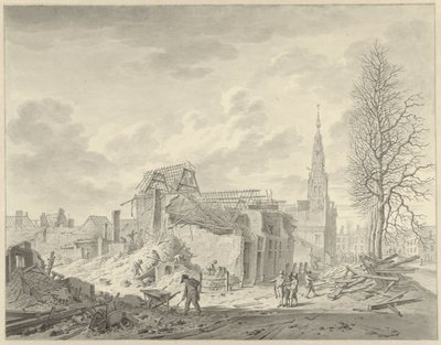 Vue sur le Rapenburg à Leyde après l