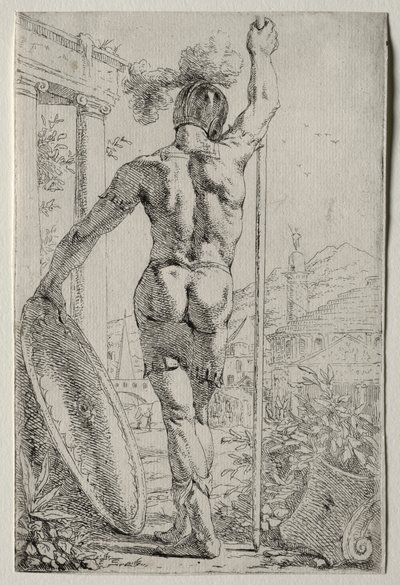 Un soldat debout, vu de dos - Leendert van der Cooghen