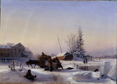 Transport de la glace, vue hivernale de l