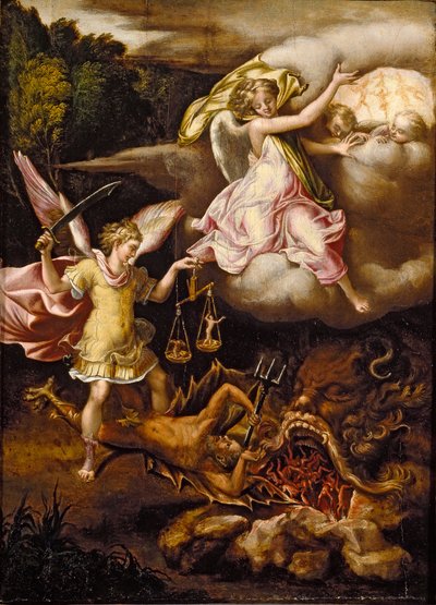 Saint Michel subjuguant Satan et pesant les âmes des morts - Lelio Orsi