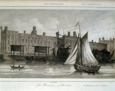 Douanes de Londres sur la Tamise, Angleterre (gravure) - Lemaitre