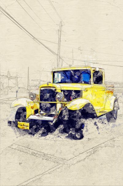 Pick-up jaune classique - Lembayung senja studio [Vintage Poster]