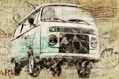 Un van de voyage au charme rétro - Lembayung senja studio [Vintage Poster]