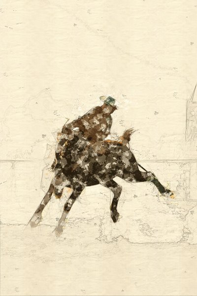Cavalier de bronco western - Lembayung senja studio [Vintage Poster]