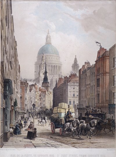 Fleet Street, Londres, vers 1850 - Lemercier