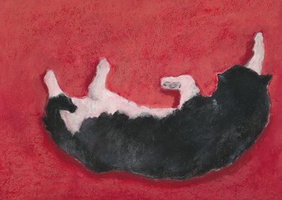 Chien joyeux sur fond rouge - Lena Ru
