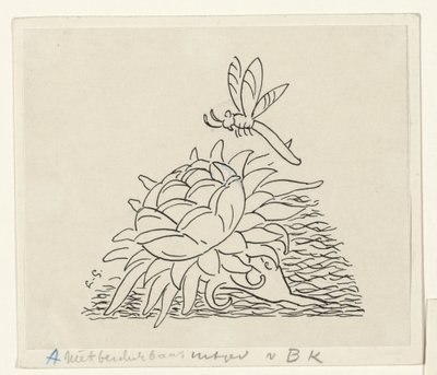 Fleur avec une libellule - Leo Gestel (signed by artist)