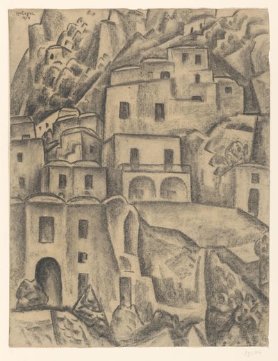 Maisons sur une pente de montagne - Leo Gestel (signed by artist)