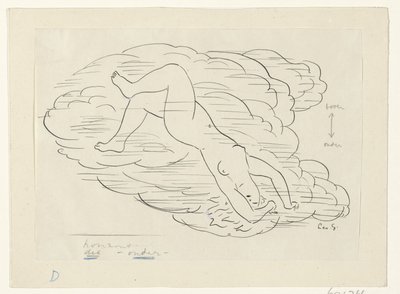 Femme nue dans les nuages - Leo Gestel (signed by artist)