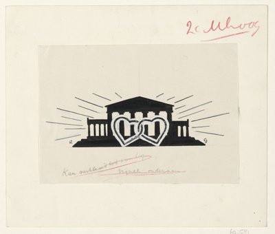 Temple avec deux cœurs entrelacés - Leo Gestel (signed by artist)