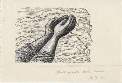 Deux mains levées devant des nuages - Leo Gestel (signed by artist)
