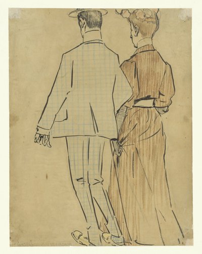 Couple marchant - Leo Gestel (signed by artist)