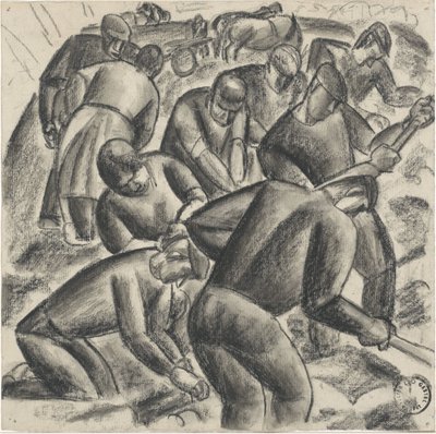 Récolte de pommes de terre au travail dans les champs - Leo Gestel