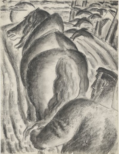 Fermier avec charrue et cheval de trait - Leo Gestel