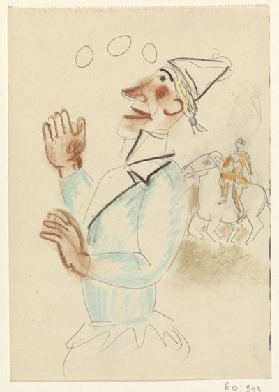 Clown et cavalier à cheval - Leo Gestel