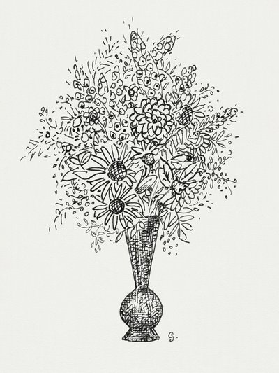 Vase à fleurs (vers 1891–1941) – Dessin en haute résolution de Leo Gestel. - Leo Gestel