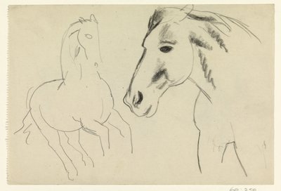 Cheval galopant et tête de cheval - Leo Gestel