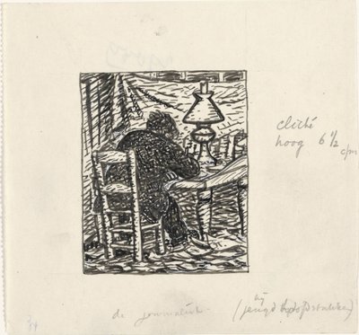 Homme écrivant à une table - Leo Gestel