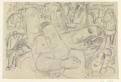 Personnes, visages et un cheval - Leo Gestel