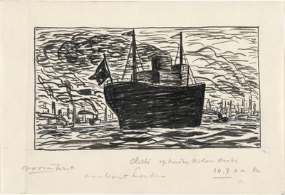 Navire entrant dans le port de Londres - Leo Gestel