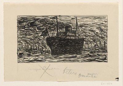 Navire entrant dans le port de Londres - Leo Gestel