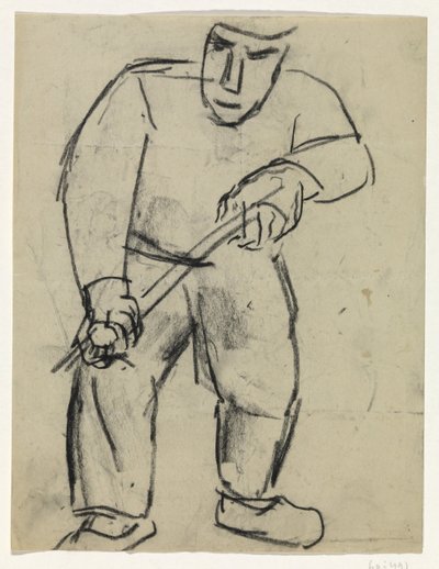 Homme debout avec un bâton dans les mains - Leo Gestel
