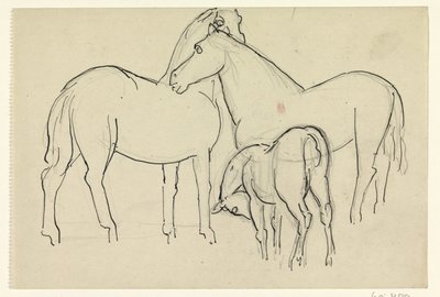 Deux chevaux et un poulain - Leo Gestel