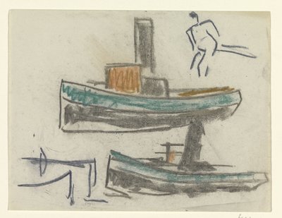 Deux navires et une figure - Leo Gestel