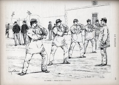 La Boxe - Armées françaises - dessin de Léon Couturier - pour "Le Drapeau" - Moniteur de la Ligue des Patriotes - 22 août - Leon Antoine Lucien Couturier