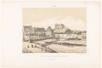 Vue du château et du Pont de la Rotonde sur la Loire à Nantes - Leon Auguste Asselineau